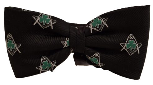 Bow Tie with Square, Compass and Shamrock Motif